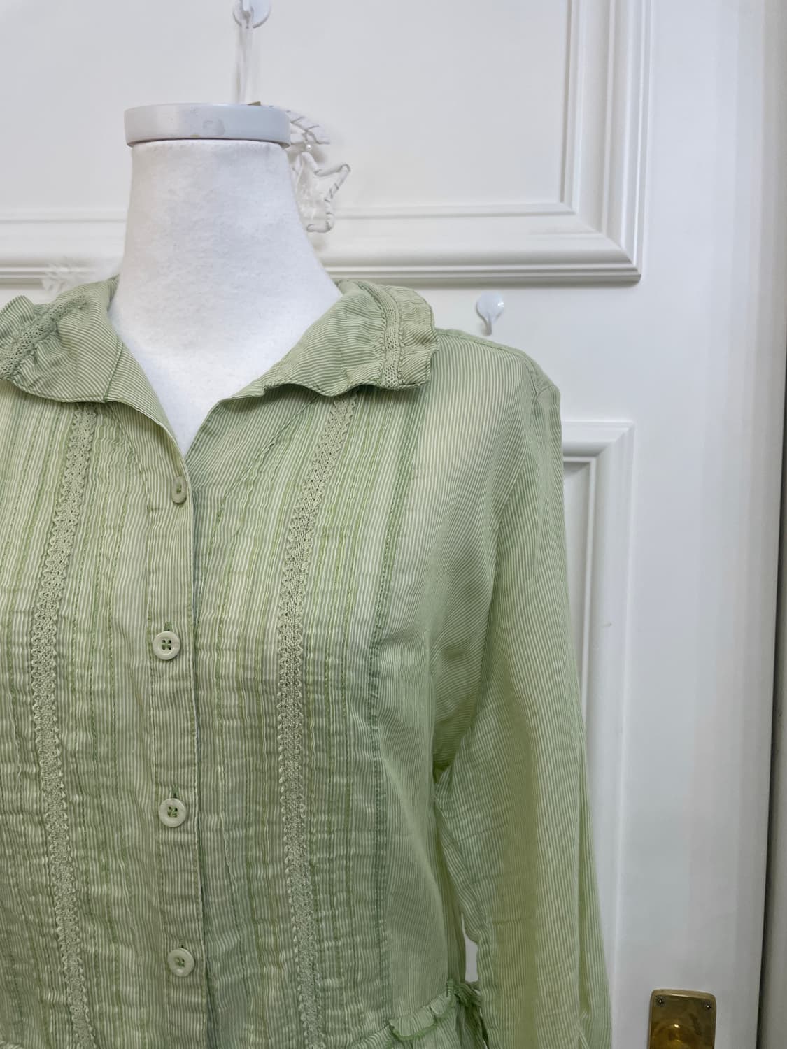 olive stripe side string long blouse 상품이미지6