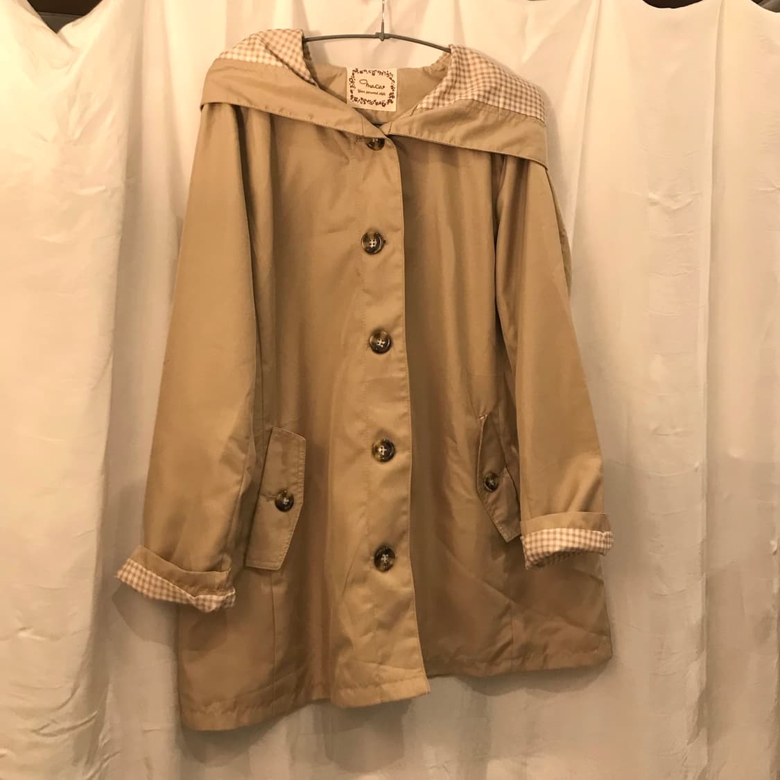 JPN Vintage 모리걸 체크 트렌치 후드 자켓 상품이미지3