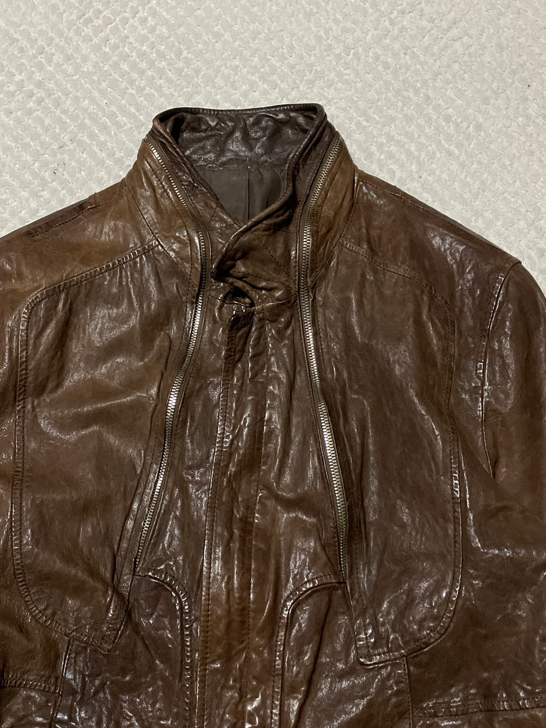 광희시장 웨스턴 무드 램스킨 양가죽 레더 자켓 브라운 상품이미지4