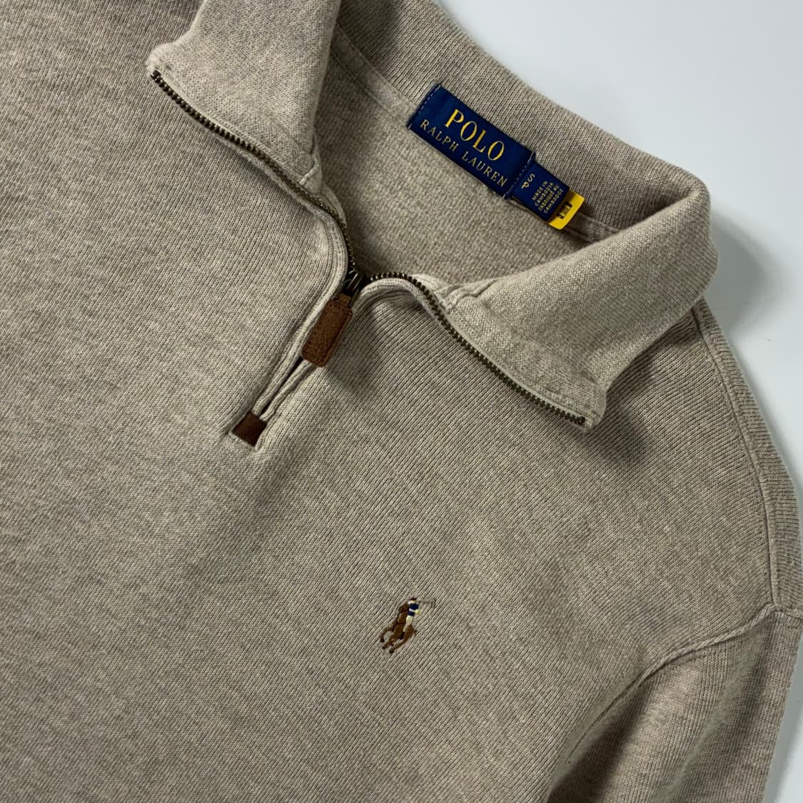 Polo  폴로 랄프로렌 신형 자수 코튼 베이지 반집업 니트   상품이미지3