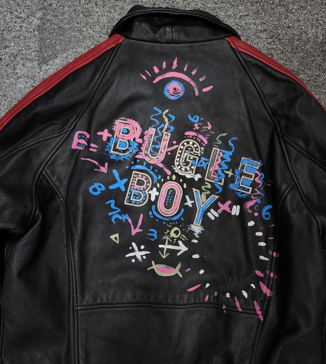 Bugle boy 빈티지 그래피티 소 가죽 자켓 레더 자켓 상품이미지6