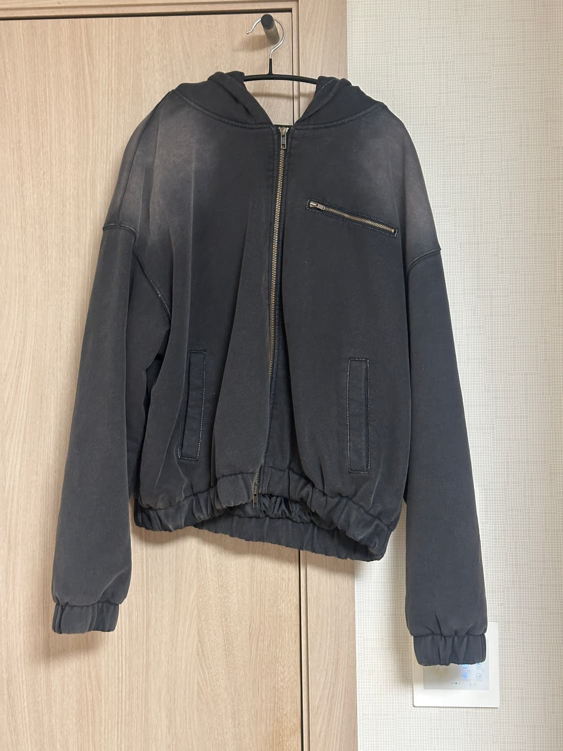 빅유니온 X 후디진호 패이디드 크롭 후드 집업 (그레이) 상품이미지1