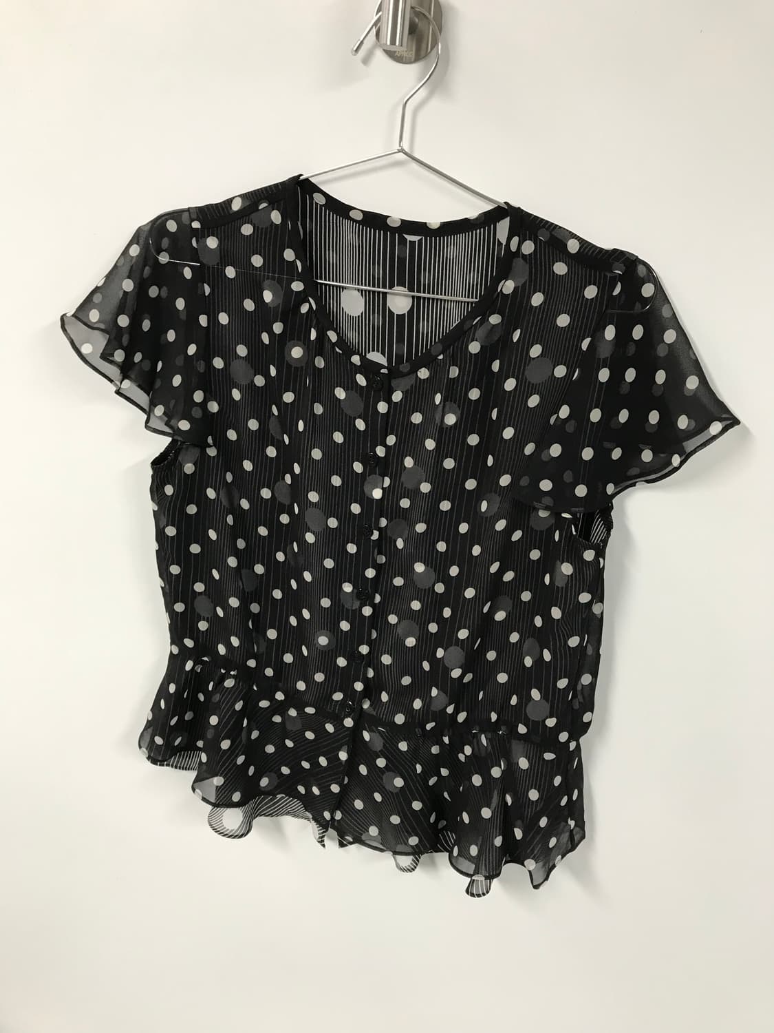 빈티지 배색 도트 블라우스 상품이미지4