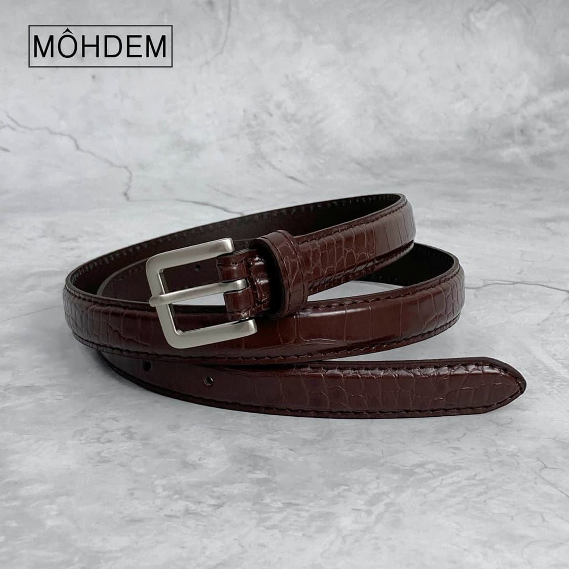 [Unisex] 크로커다일 이태리가죽 벨트 브라운 상품이미지1