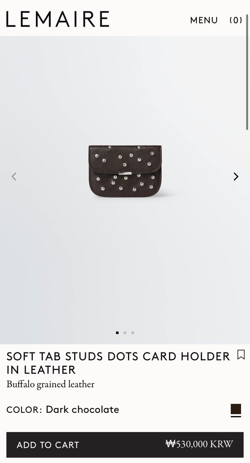 르메르 26ss 소프트탭  스터드 도트 카드지갑/다크 초콜렛 상품이미지4