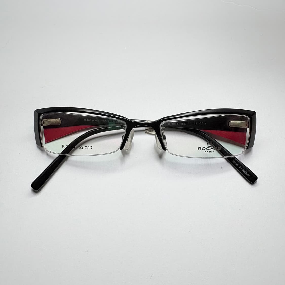 빈티지 긱시크 안경 (로샤스 R-1336 레드 패턴 반무테) 상품이미지1