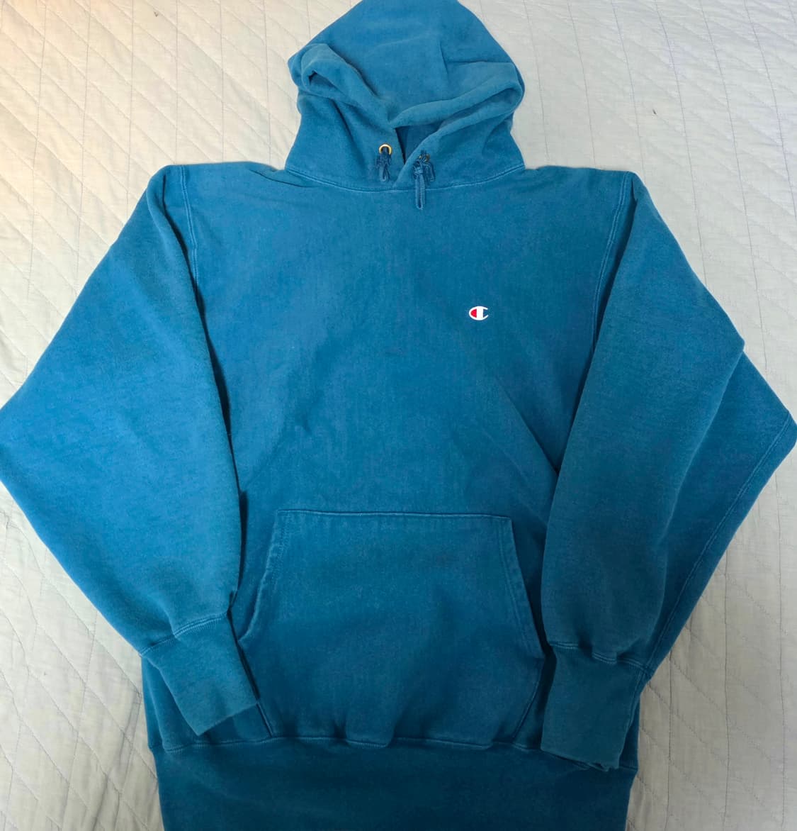 [XXL] 90s 빈티지 챔피온 리버스위브 페이딩 터콰이즈 블루 후드 상품이미지1