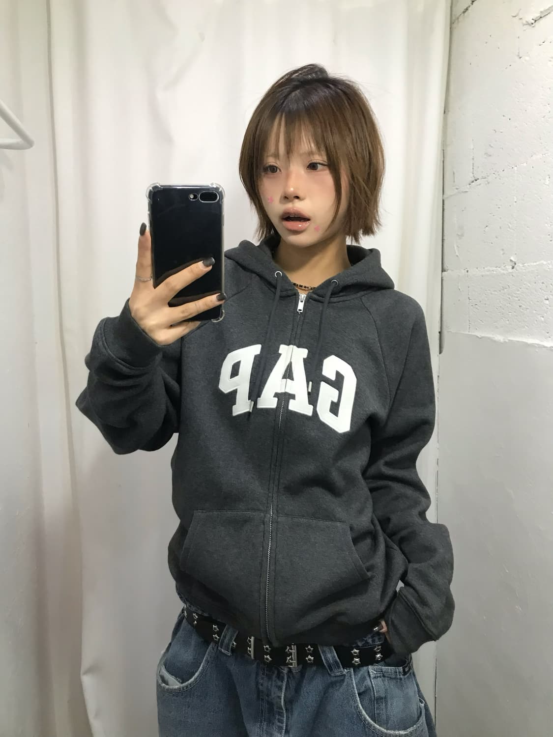 Gap 차콜 로고 후드집업 상품이미지2