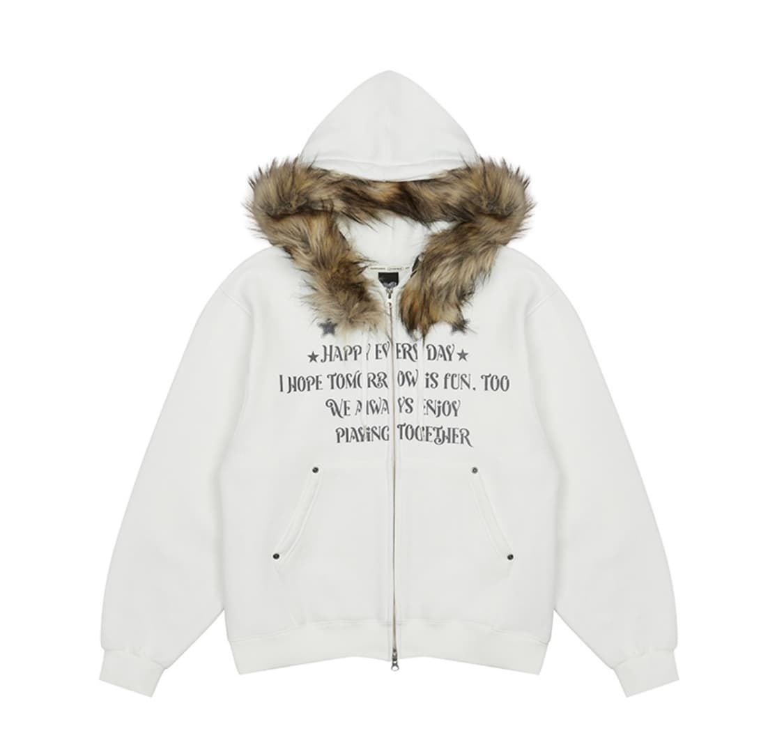 러브이즈트루 후드집업 FS LETTER HOOD ZIPUP(WHITE) 상품이미지1