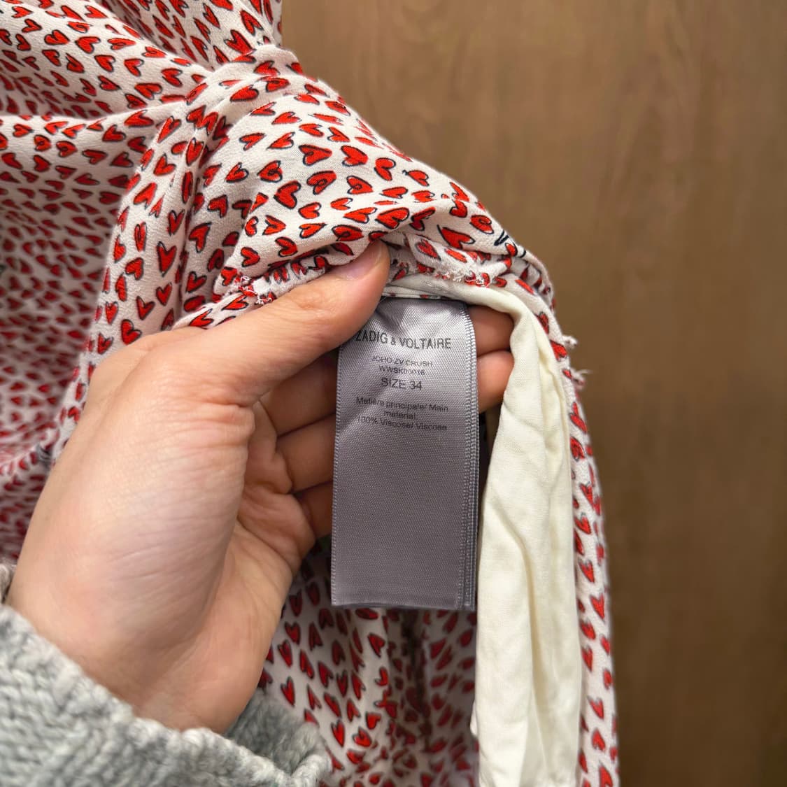 쟈딕 앤 볼테르 밴딩 롱 스커트 레드 하트 프린팅 디테일 아이보리 상품이미지7