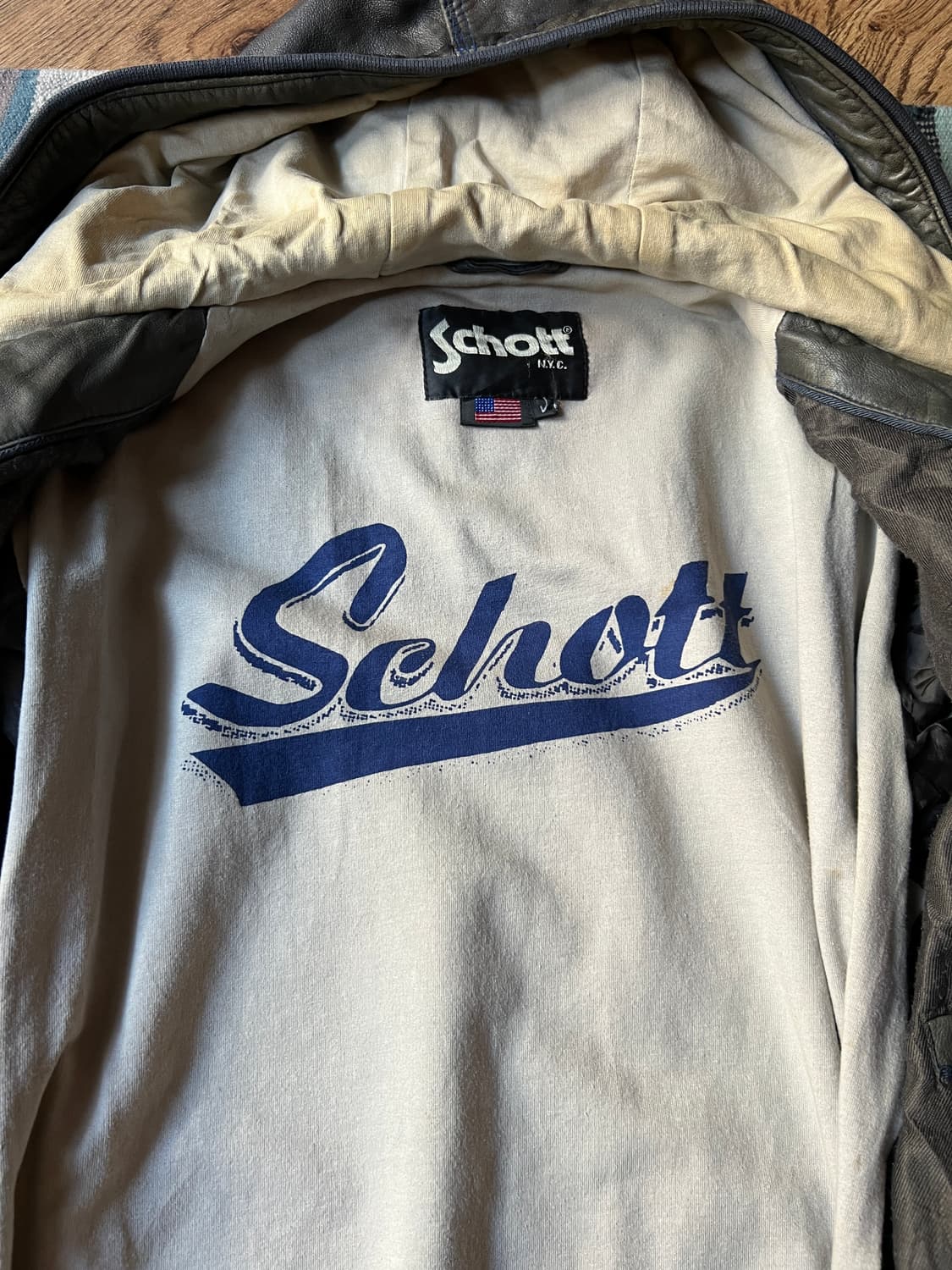 [L]SCHOTT USA 쇼트 램스킨 후드집업 레더 자켓 상품이미지7