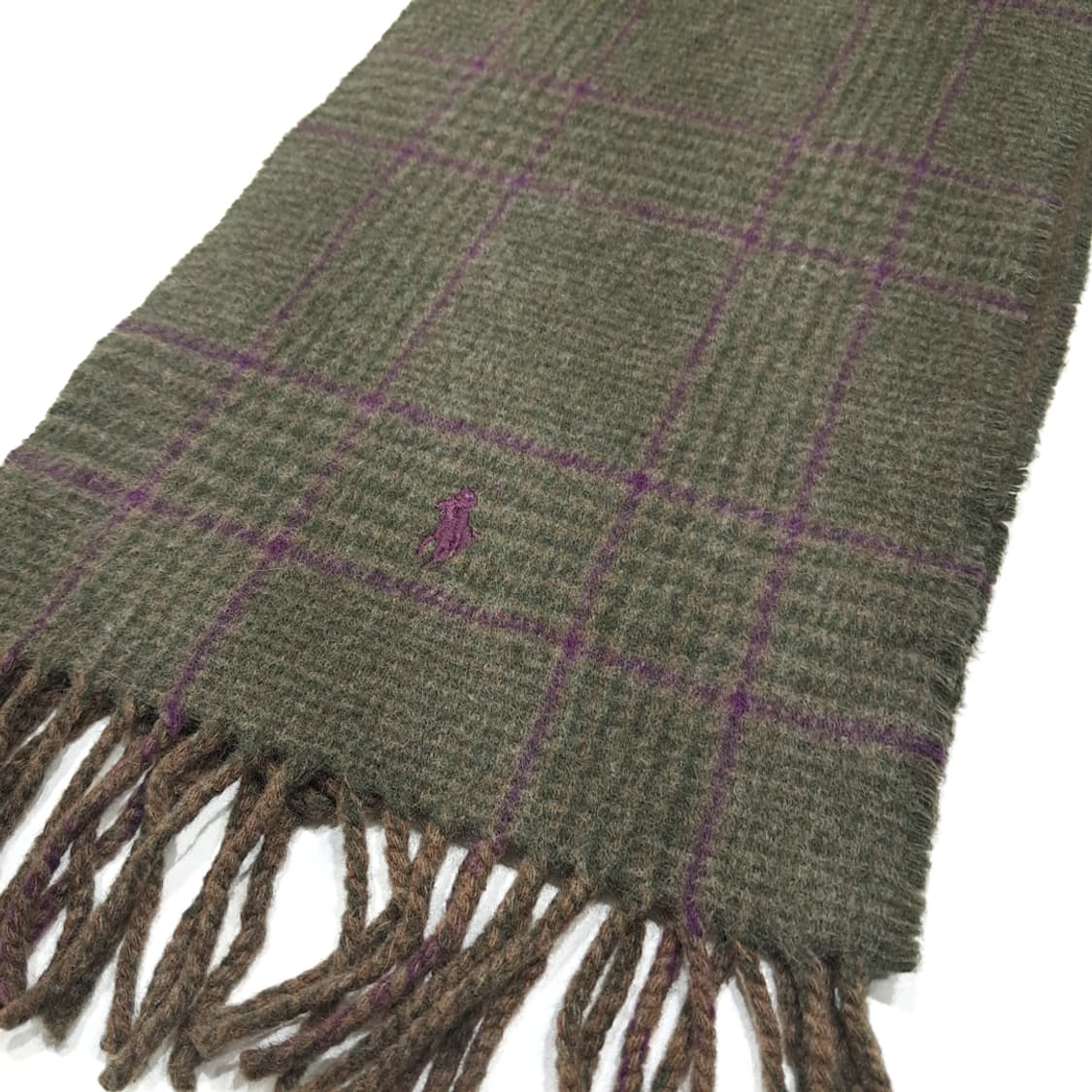 MX627 폴로 90s 이태리판 글렌체크 헤링본 양면 머플러 목도리 상품이미지6