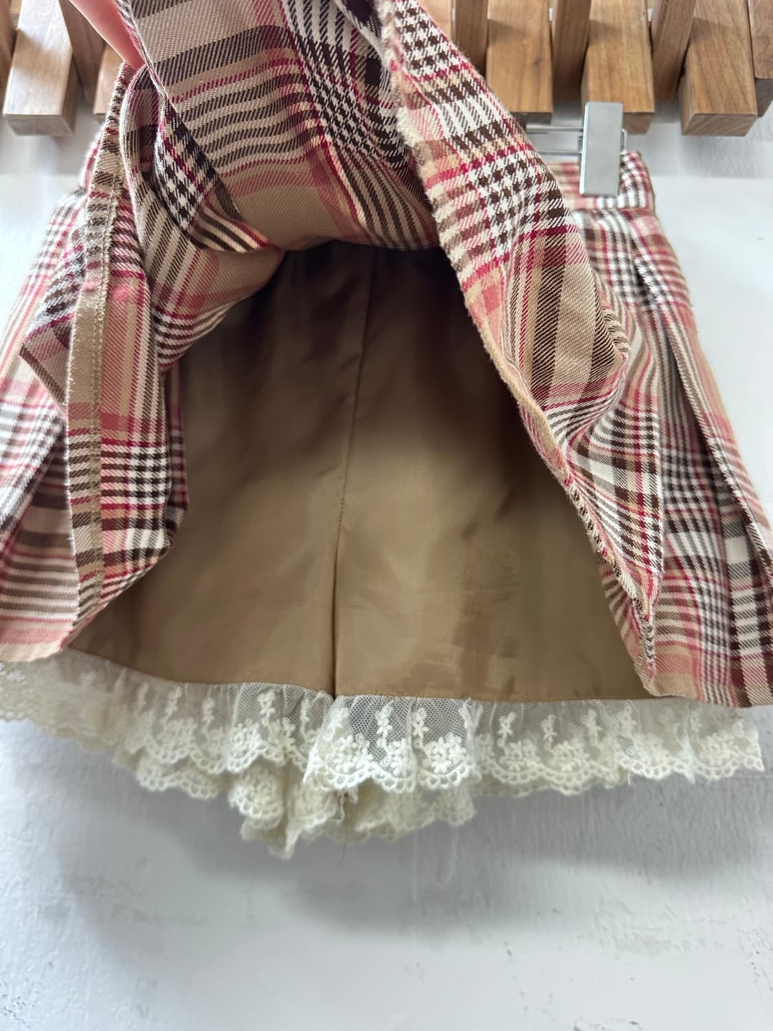 일본빈티지 Liz Lisa 리즈리사 체크 플리츠 큐롯팬츠 레이스 스커트 상품이미지4