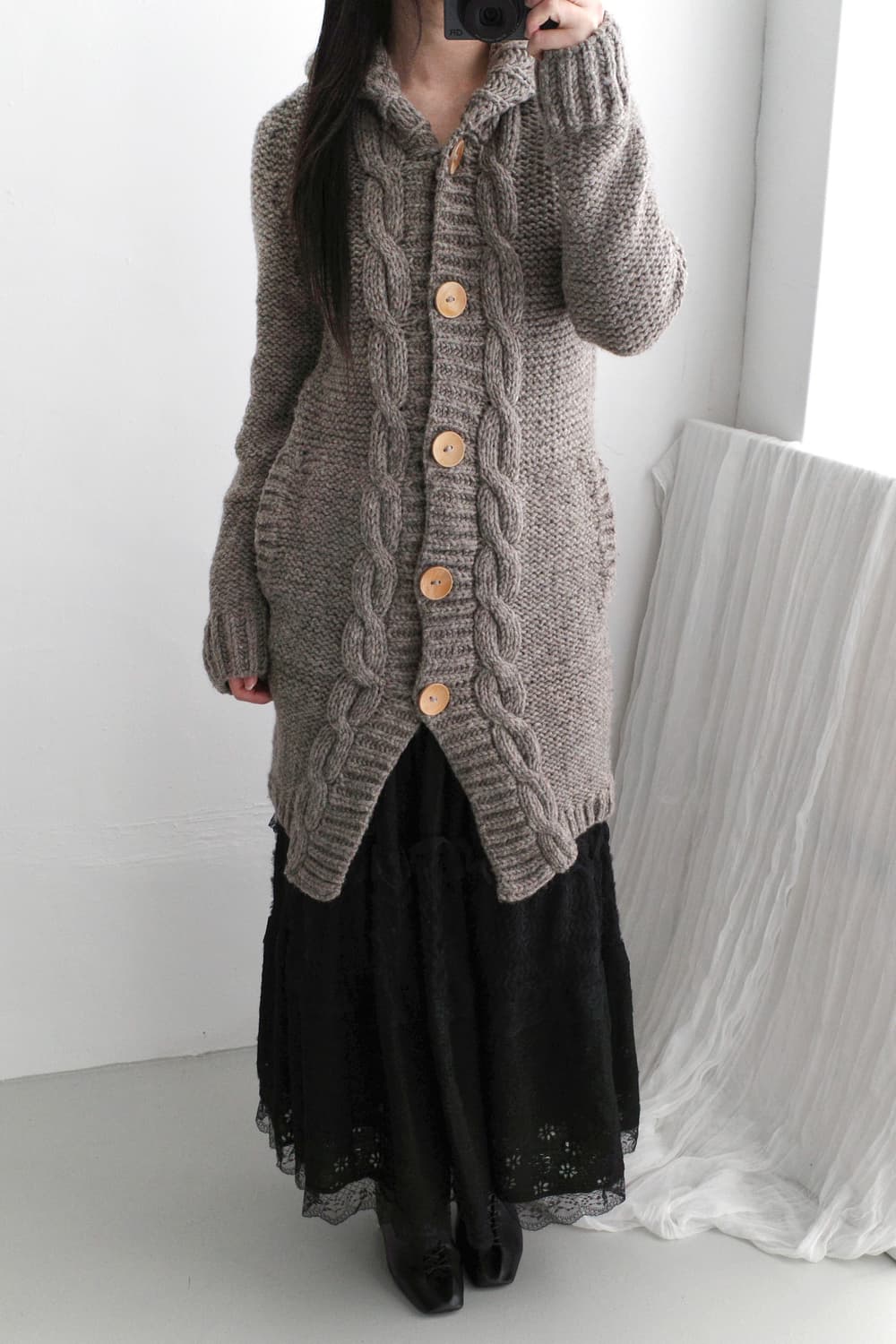 cable knit long cardigun 상품이미지5