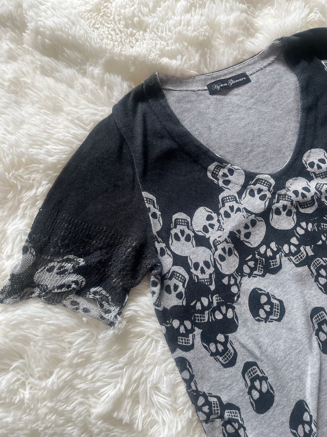 히스테릭 글래머 해골 스컬 올오버 그래픽 레이스 니트 반팔 티셔츠 튜닉 상품이미지3