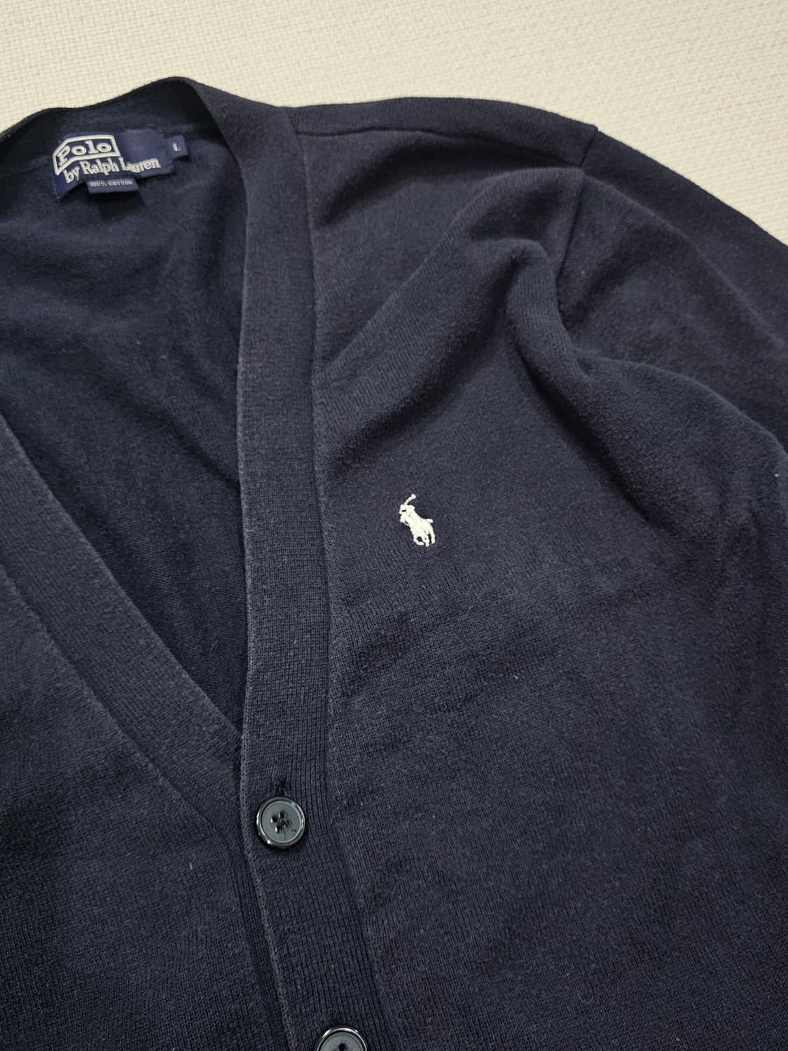 [L] 폴로 랄프로렌 네이비 코튼 브이넥 가디건 상품이미지3