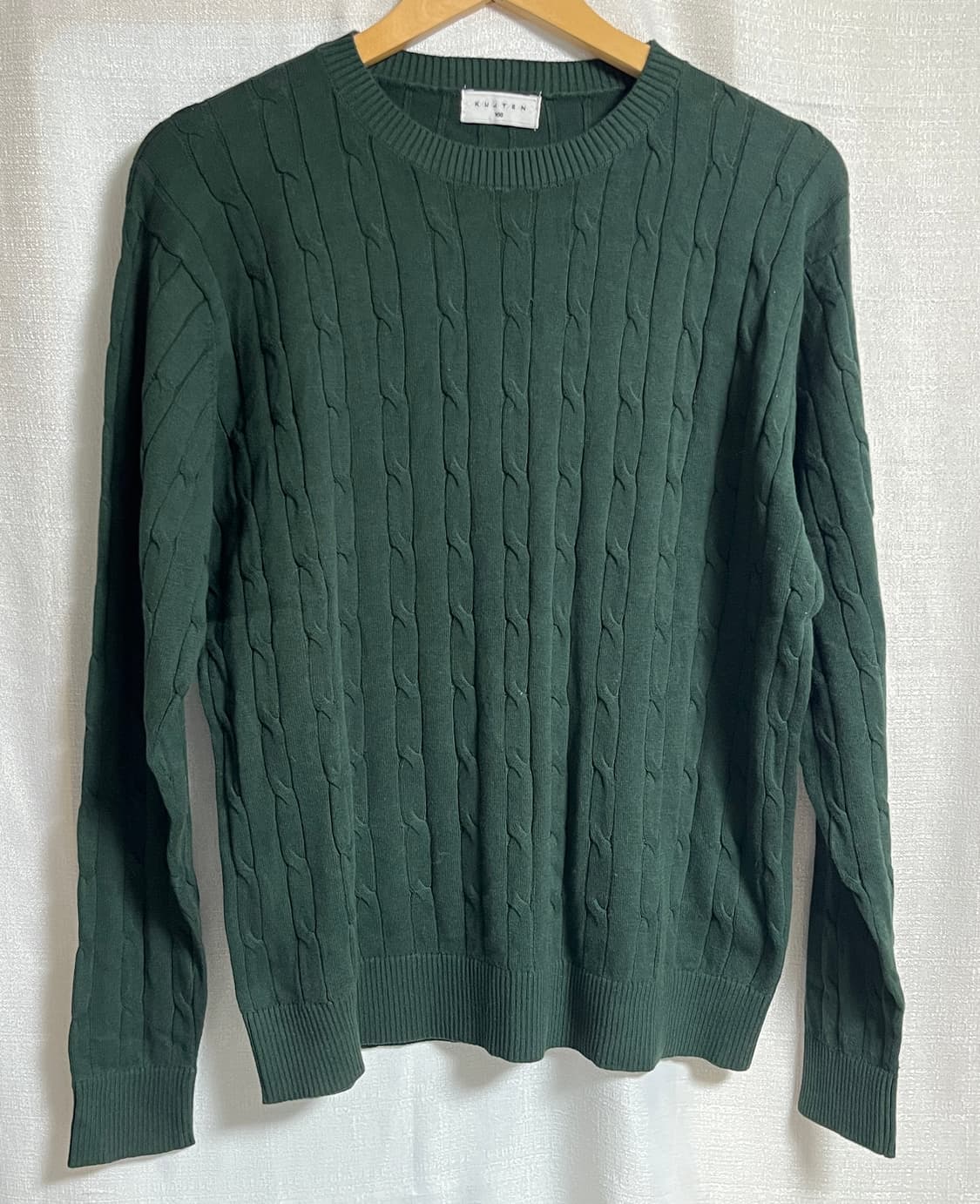 공용 KUJTEN 쿠즈텡 꽈배기 니트 그린 100 상품이미지1
