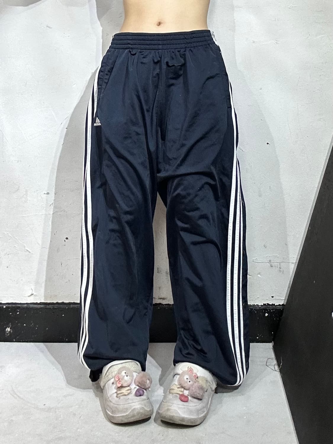 아디다스 네이비 와이드 스냅 단추 사이드 버튼 추리닝 트레이닝 팬츠 L 상품이미지2