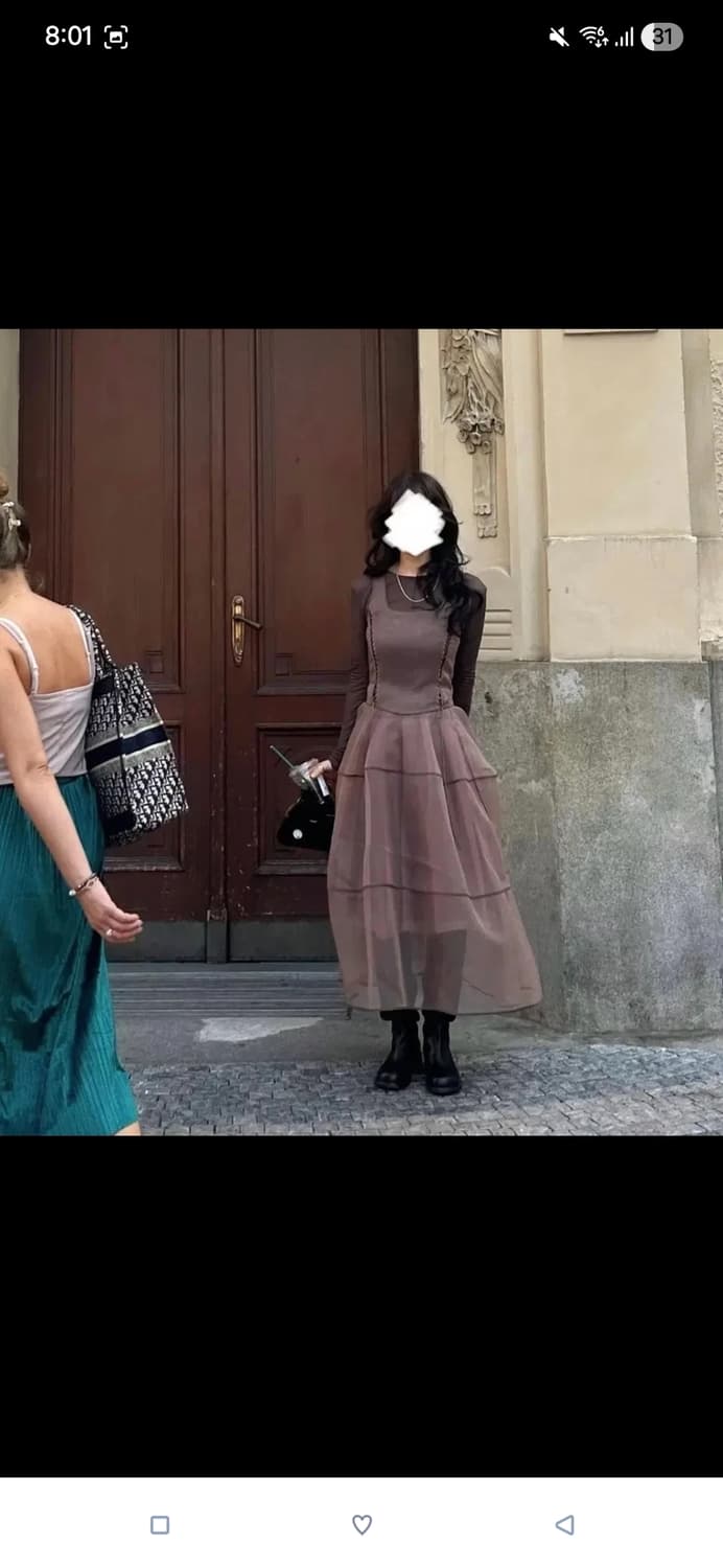 Fletta 플레따 레이스업 오간자 S 드레스+스커트+이너티 일괄 상품이미지3