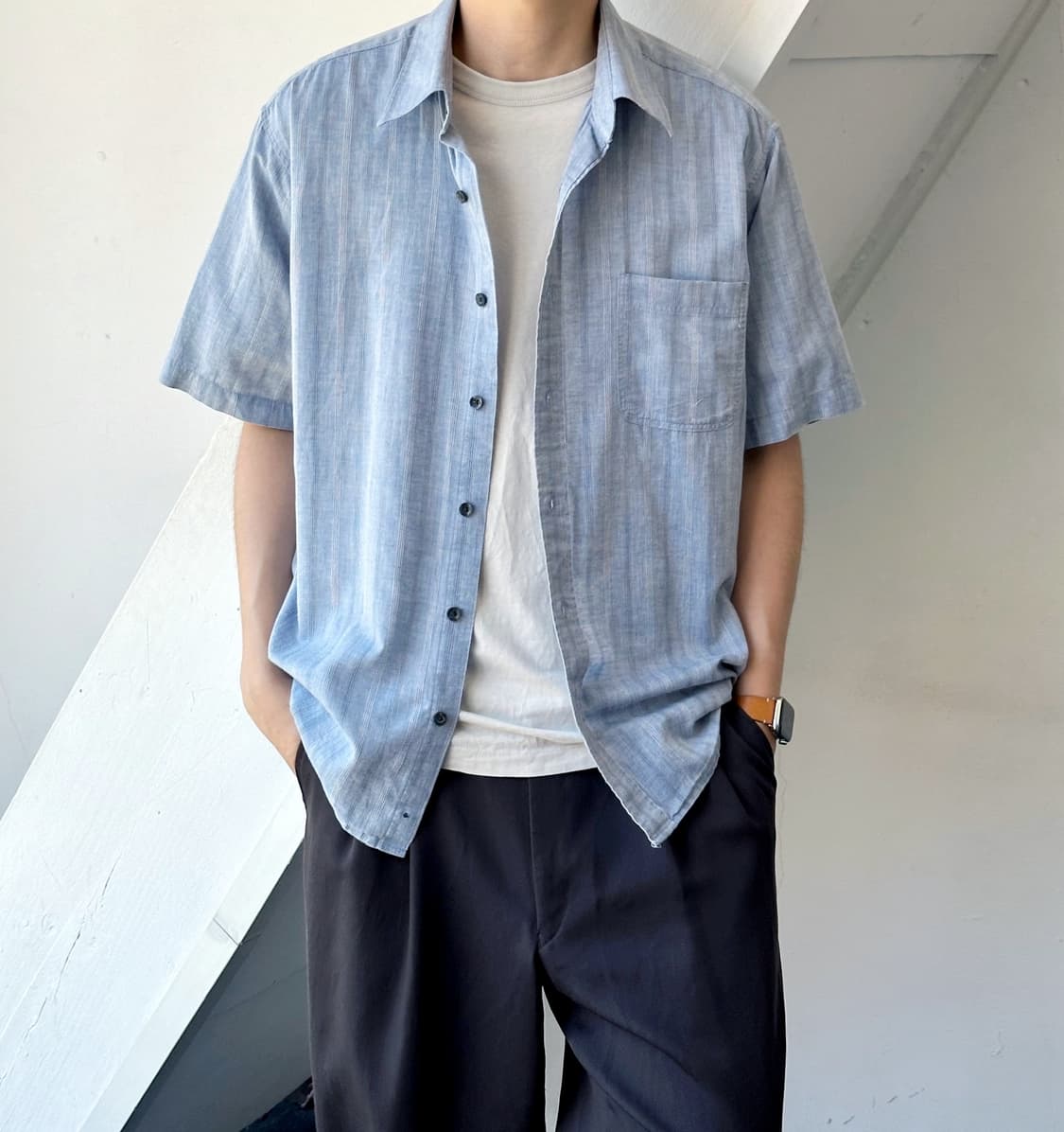 Design jacquard fabric point H/S shirt 상품이미지10