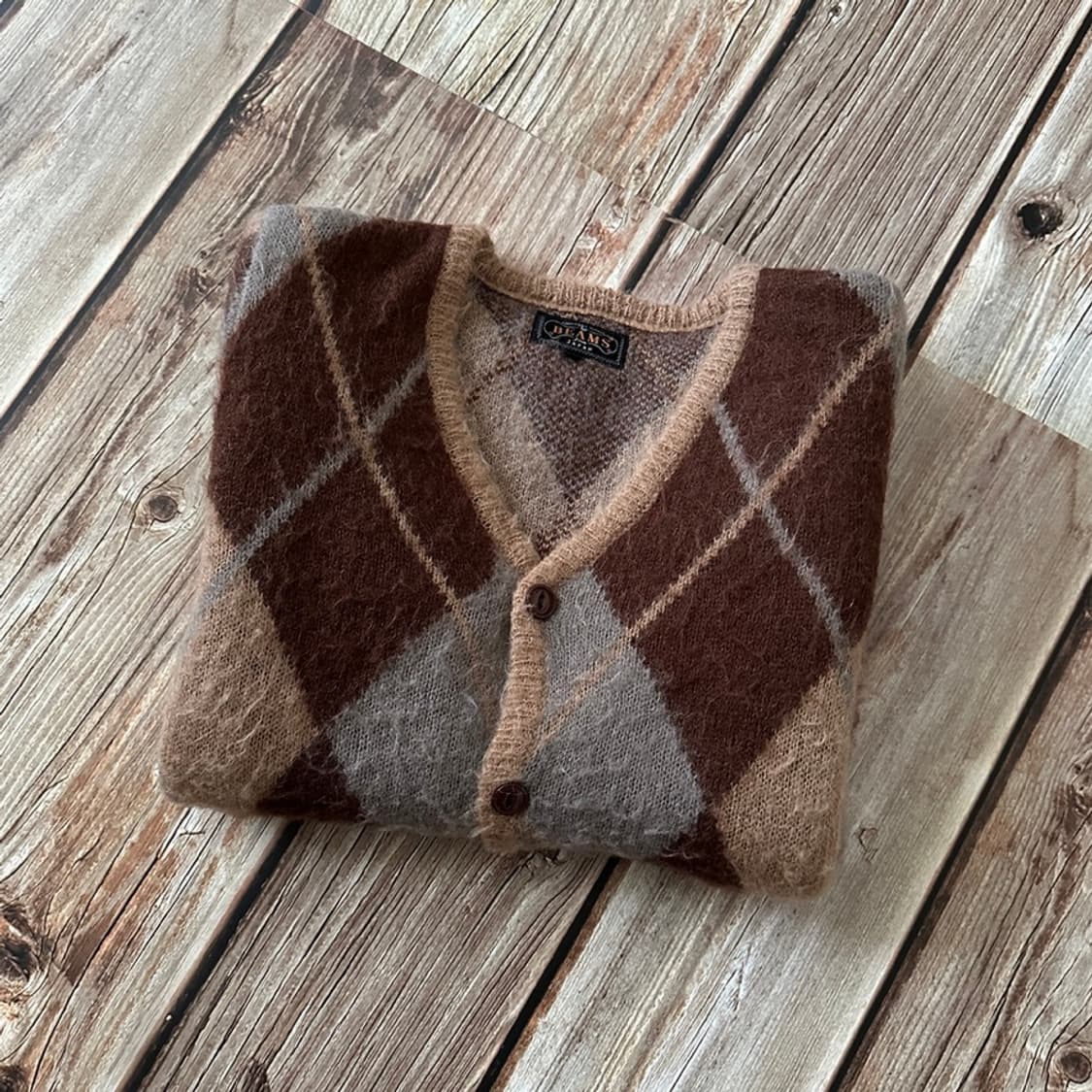 BEAMS+ 빔즈플러스 아가일 패턴 모헤어 가디건 S 사이즈 상품이미지6