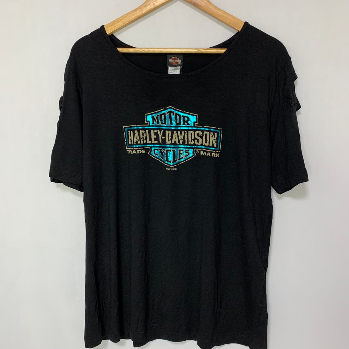 할리데이비슨 빈티지 프린팅 본디지 디테일 펑크 반팔 티셔츠 XL 상품이미지4