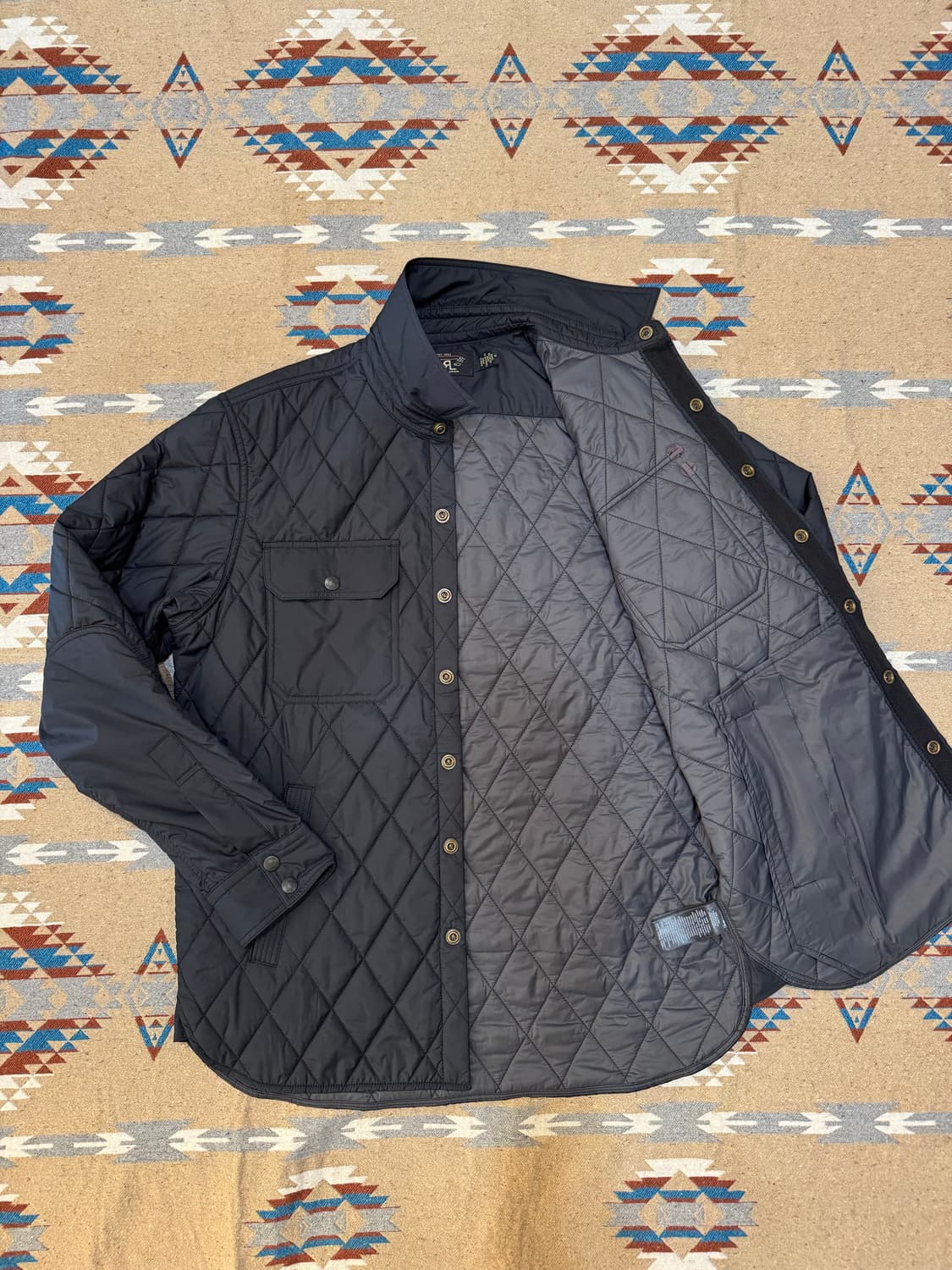 [M] RRL 더블알엘 퀼티드 셔츠 자켓 블랙  상품이미지7