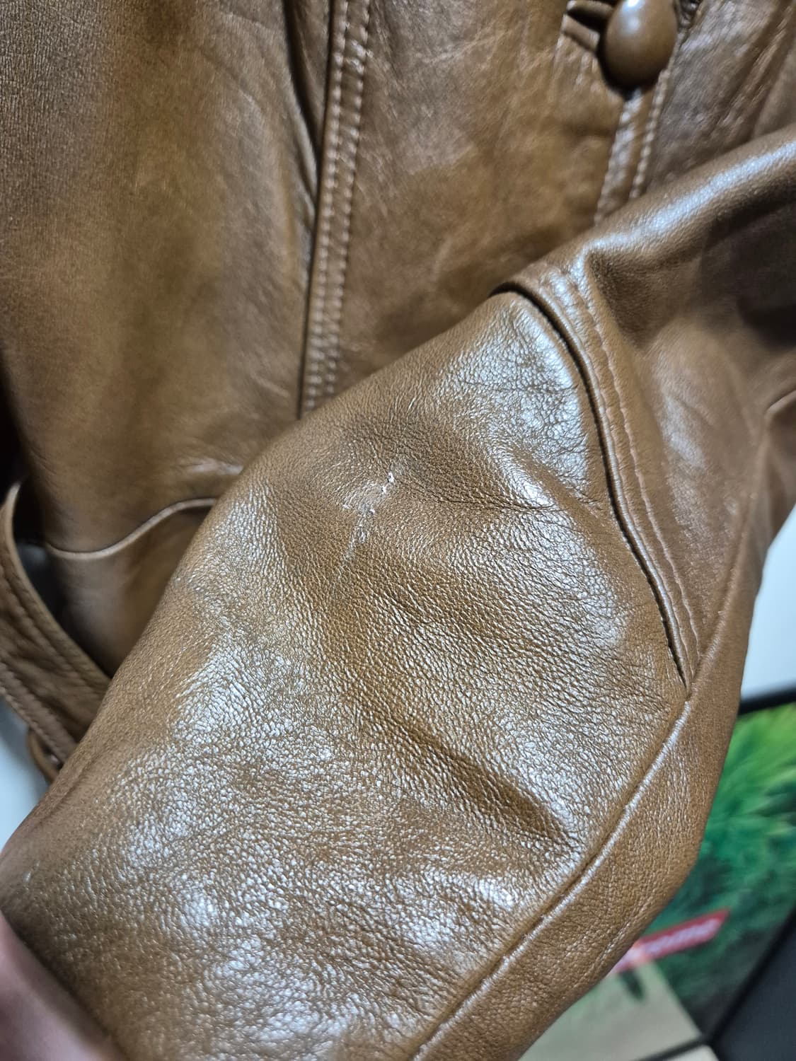 빈티지 멕시코 브라운 리얼가죽 벨티드 자켓 상품이미지8