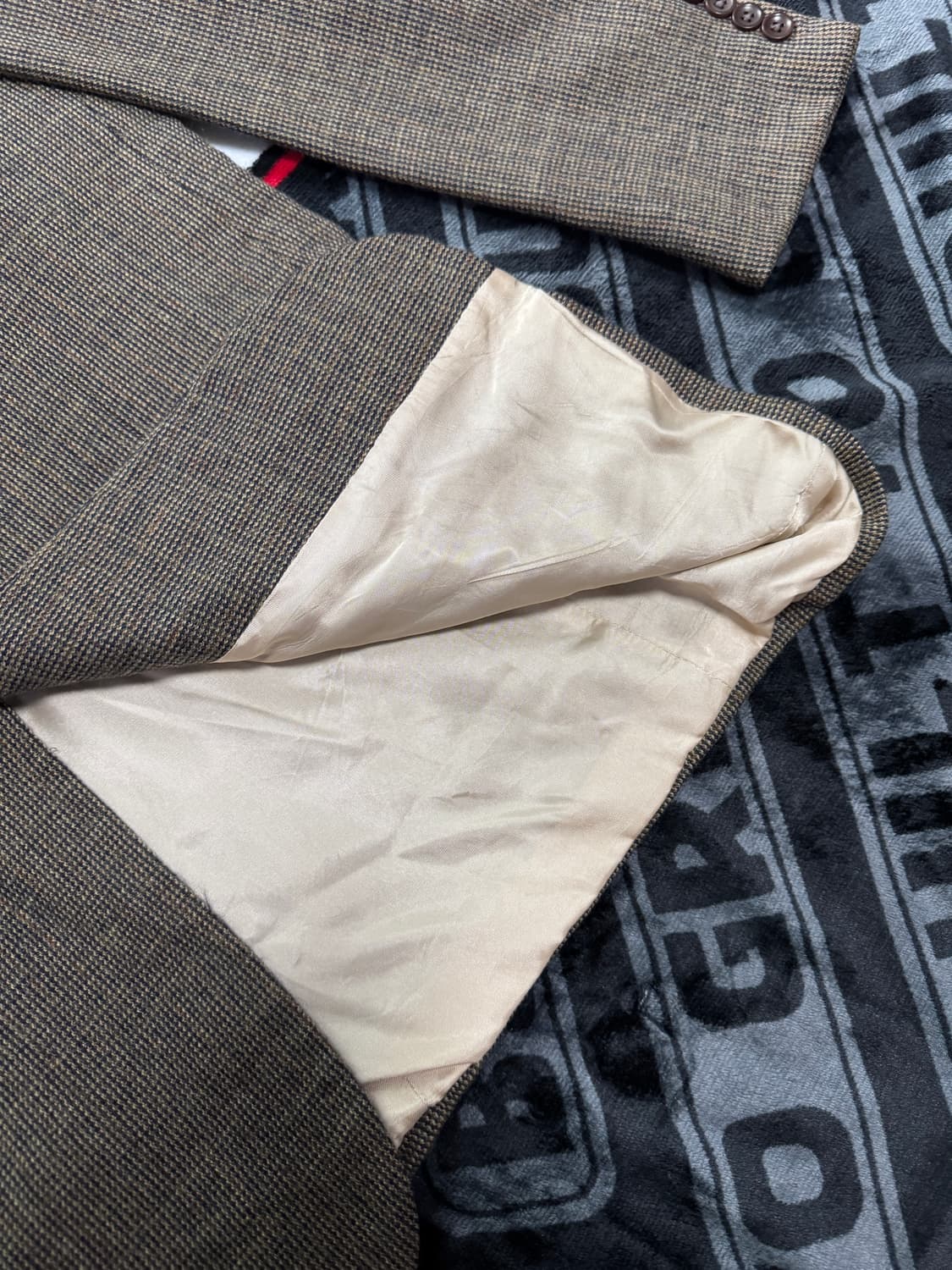 노티카 램스울 체크 패턴 브라운 블레이져 42R XL 상품이미지4