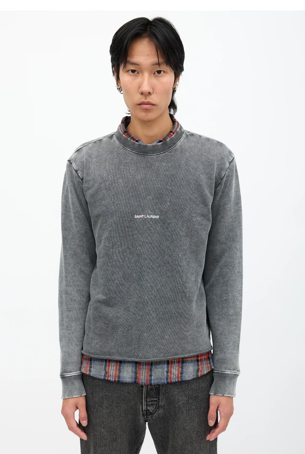 생로랑 빈티지 워싱 맨투맨 그레이 상품이미지3