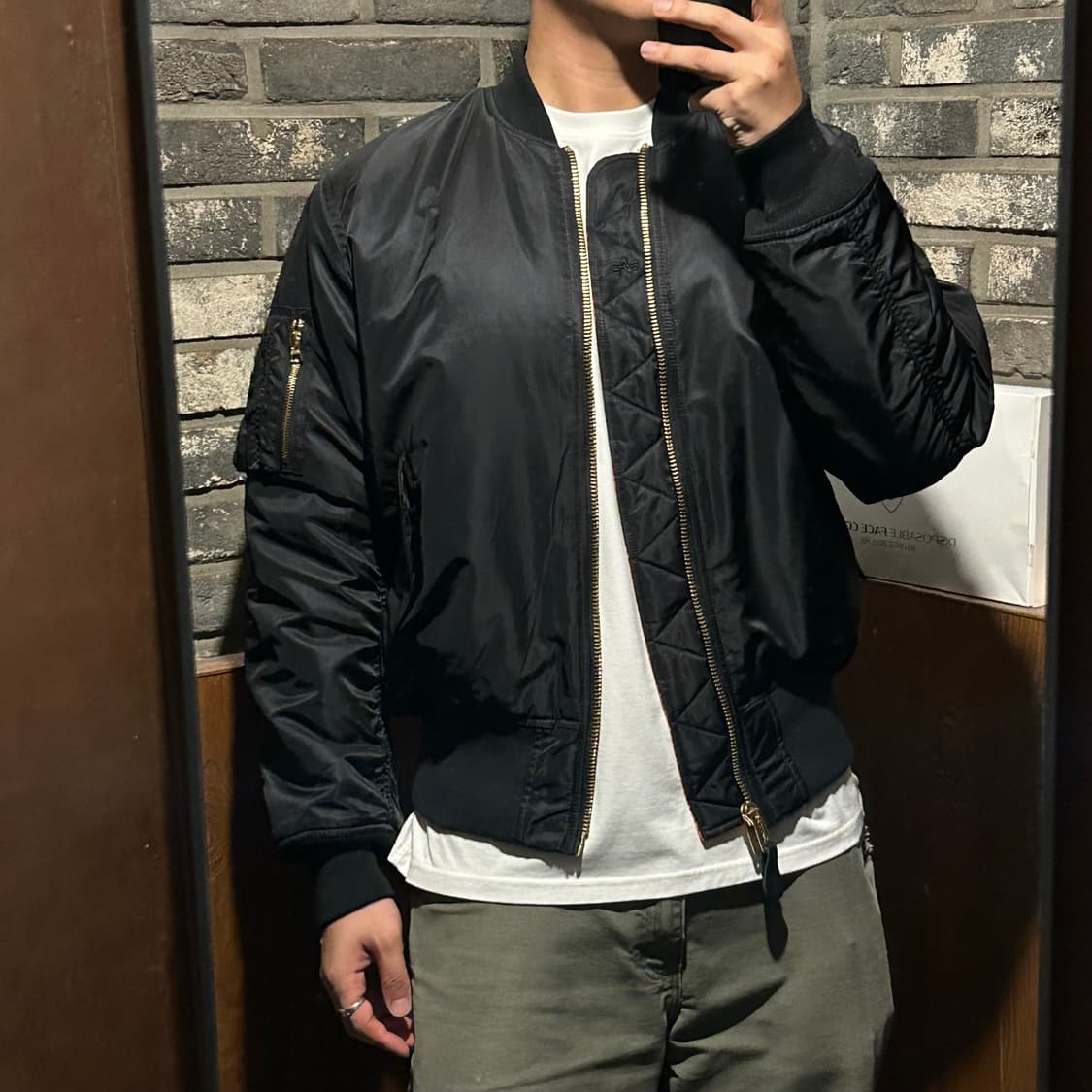 M) 알파인더스트리 MA-1 마원 항공점퍼 블랙 레귤러핏 상품이미지8