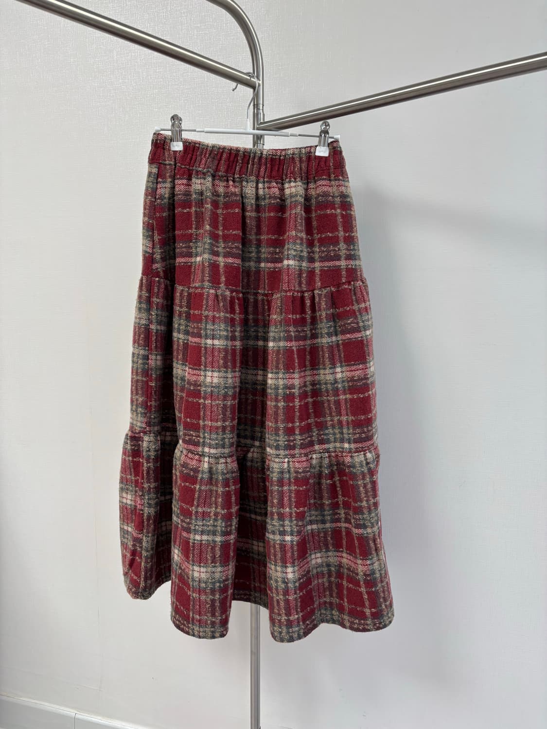 레디쉬 빈티지 체크 울 롱 스커트 상품이미지1