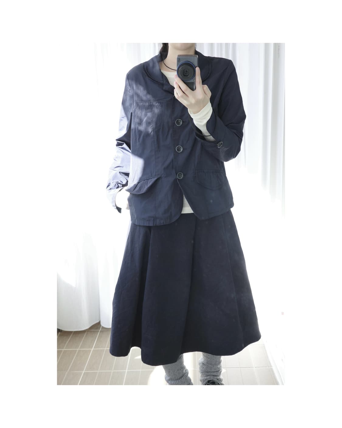 Navy round collar jacket 상품이미지6