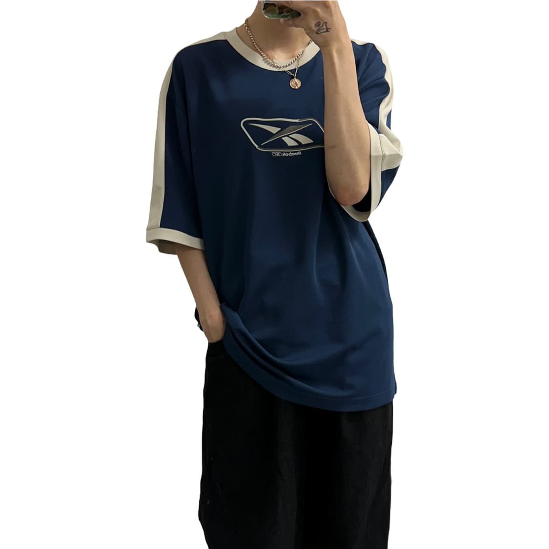 리복 블록코어 센터 로고 반팔티 상품이미지2