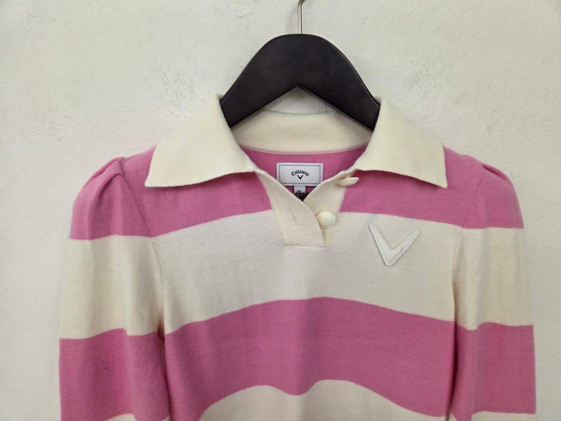 캘러웨이 핑크 스트라이프 카라 니트 85 상품이미지2
