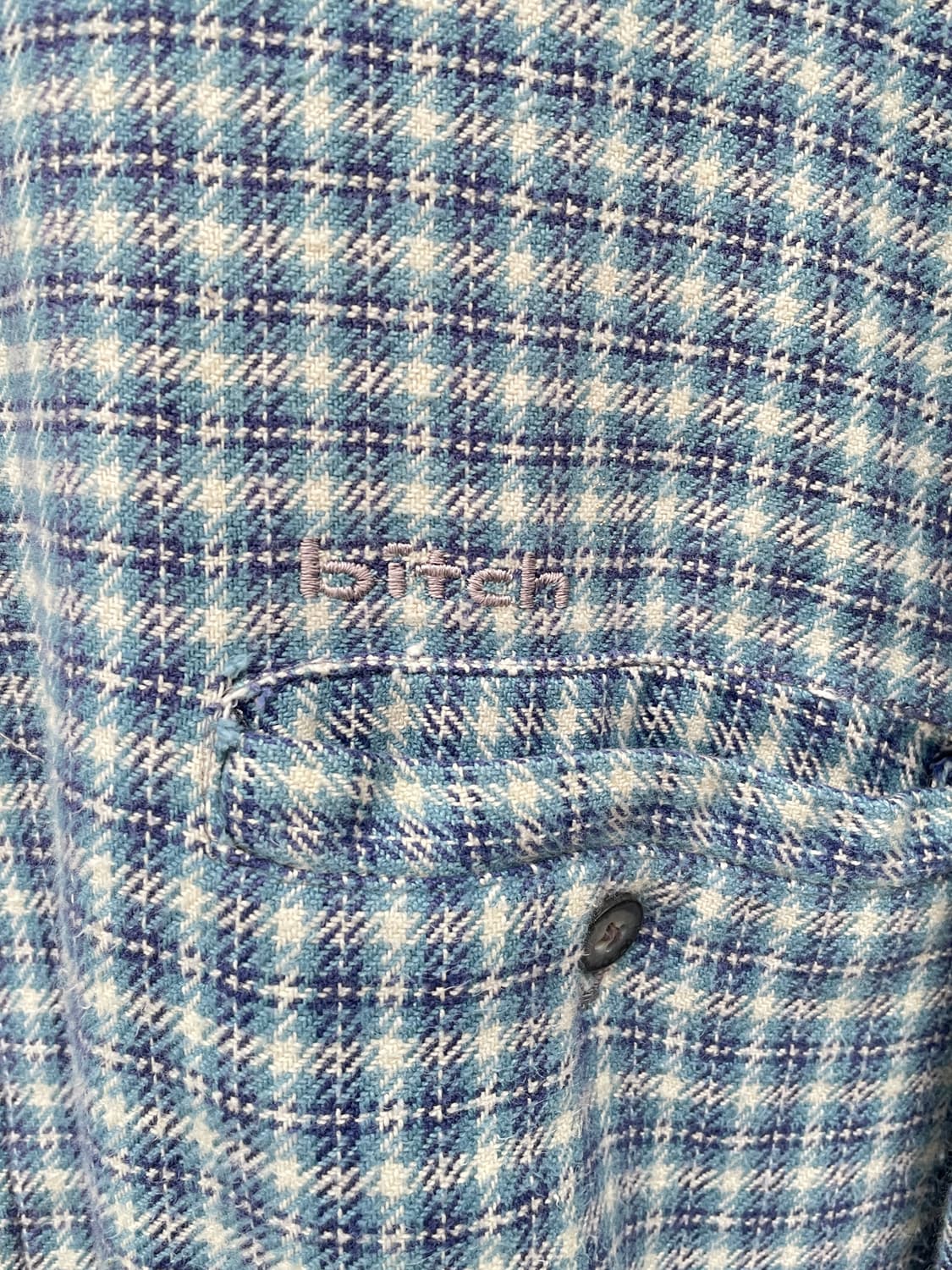 90-00s Bit*h Sky Blue Flannel Zip-up 상품이미지4