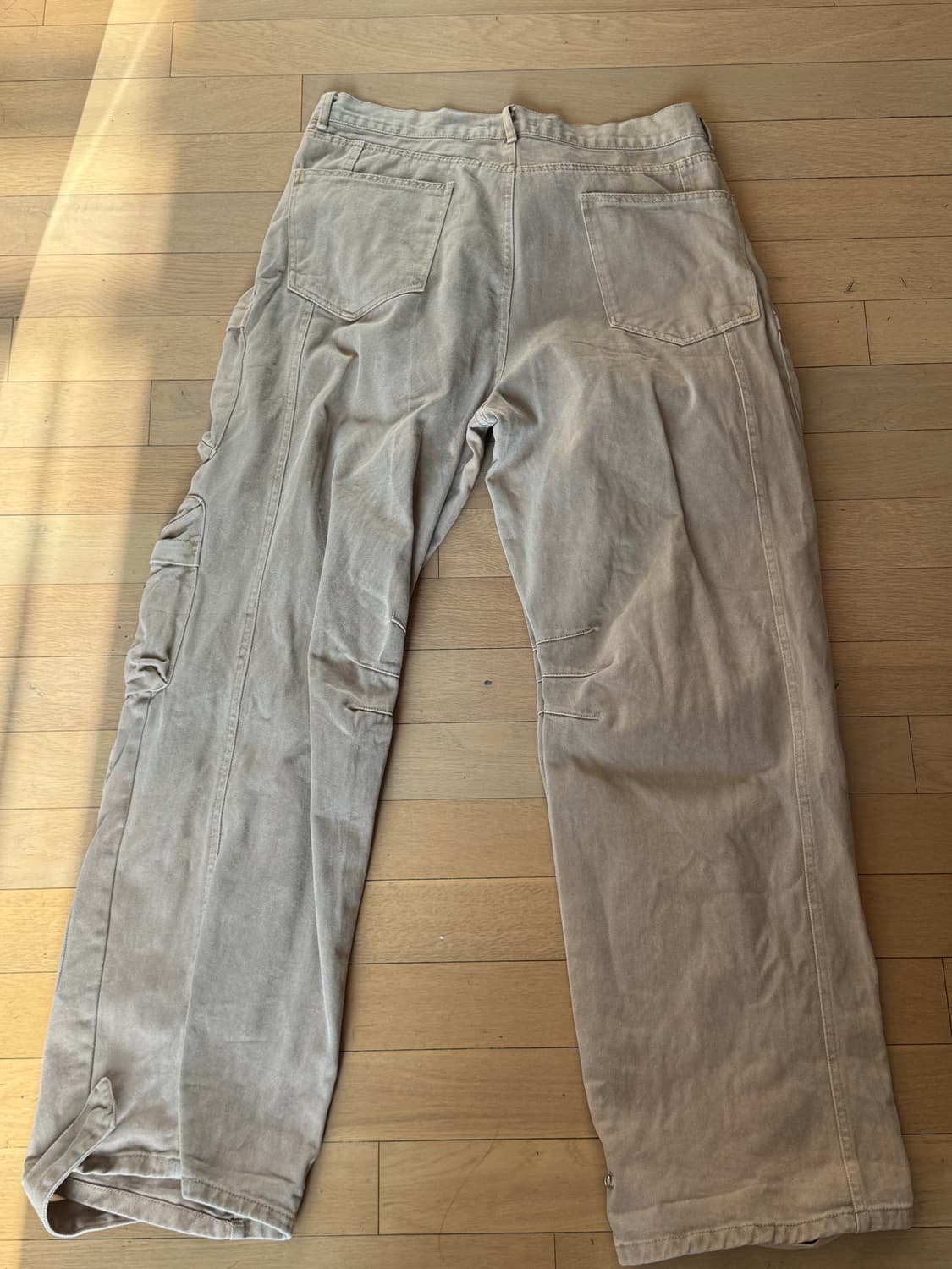 포켓 워싱 와이드 카고팬츠 갈색 XL 상품이미지5