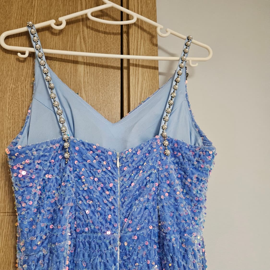 스팽글 벨벳 블루 옆트임 연말파티프롬 롱드레스 M 머메이드 반짝이 원피스 상품이미지6