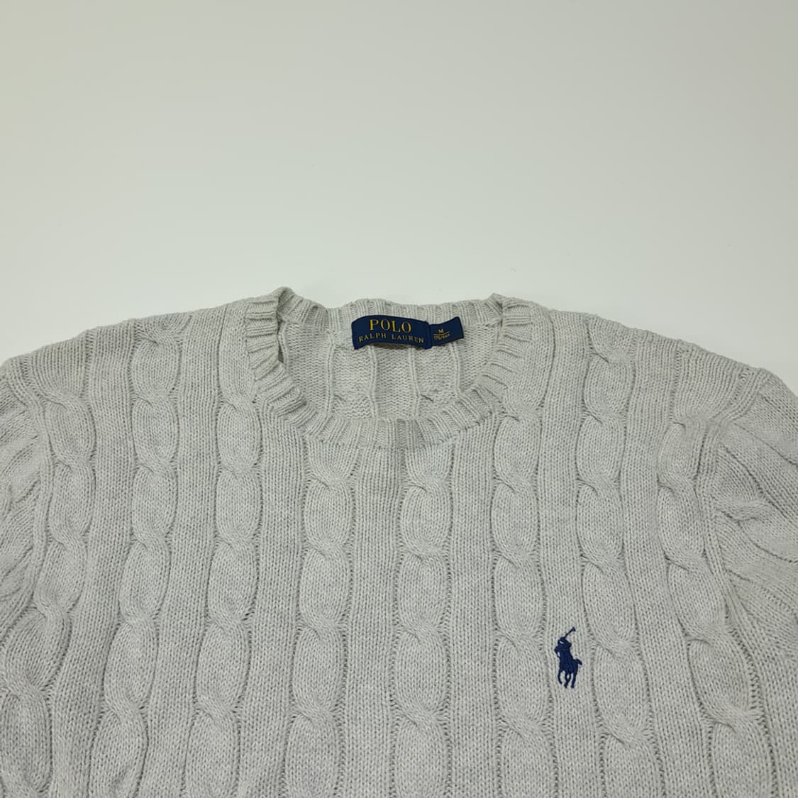 CL042 M 폴로 랄프로렌 아이스 그레이 시그니처 케이블 코튼 니트 상품이미지2