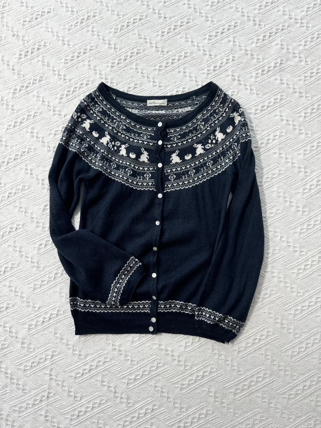 버니 노르딕 패턴 울 혼방 가디건 상품이미지5