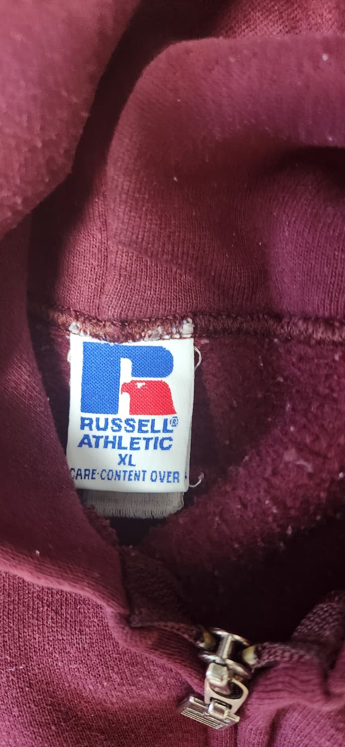 90s Russell Hoodie zip up Burgundy 상품이미지4