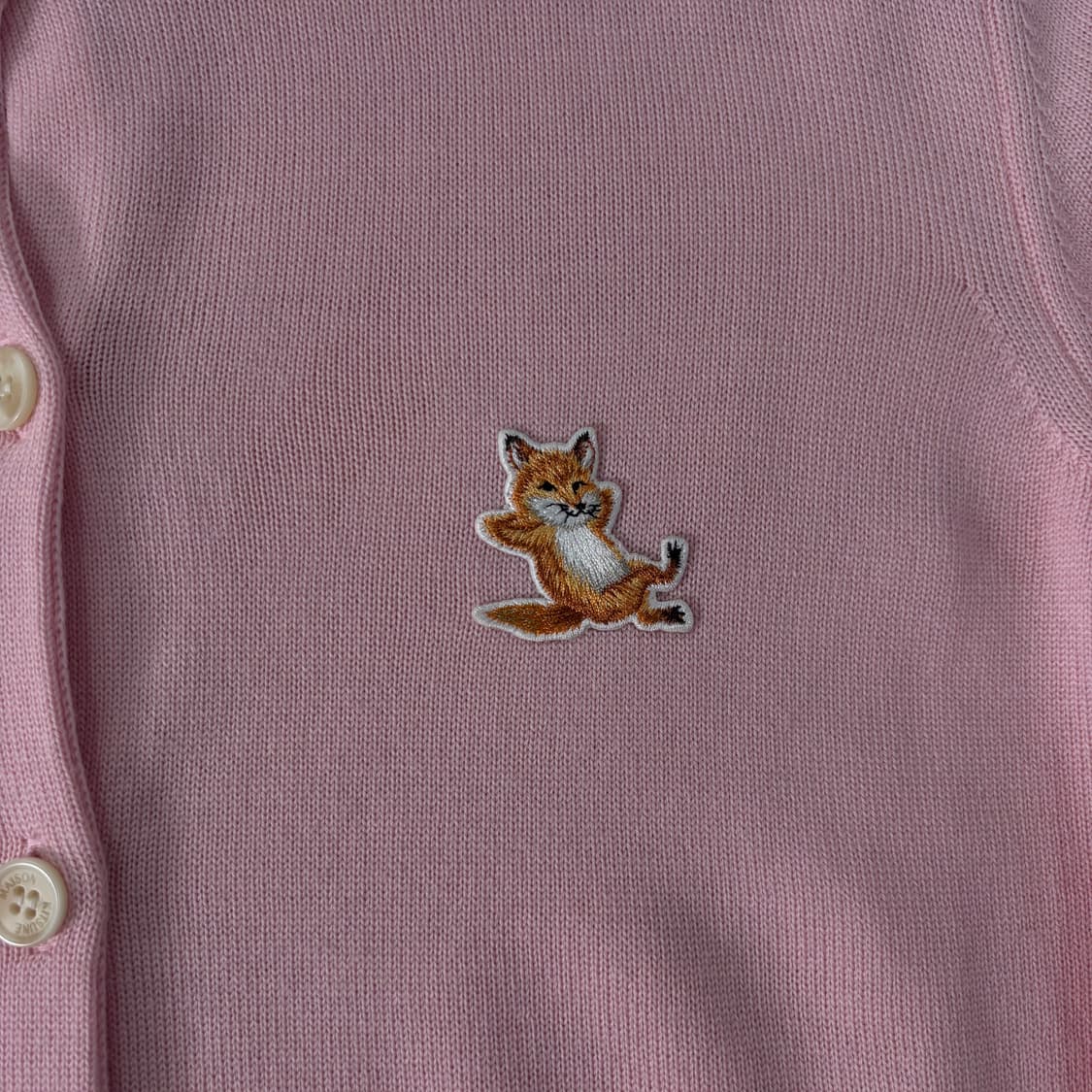 W 95 메종키츠네 핑크 메리노 울 폭스패치 가디건 상품이미지3