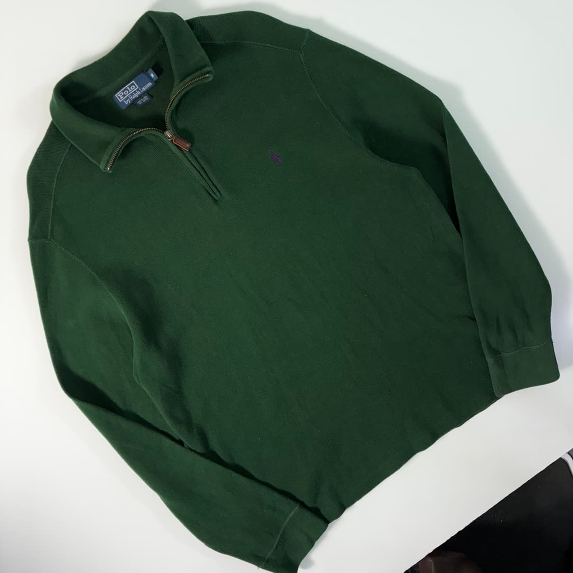Polo  폴로 랄프로렌 자수 코튼 반집업 그린 니트 상품이미지2