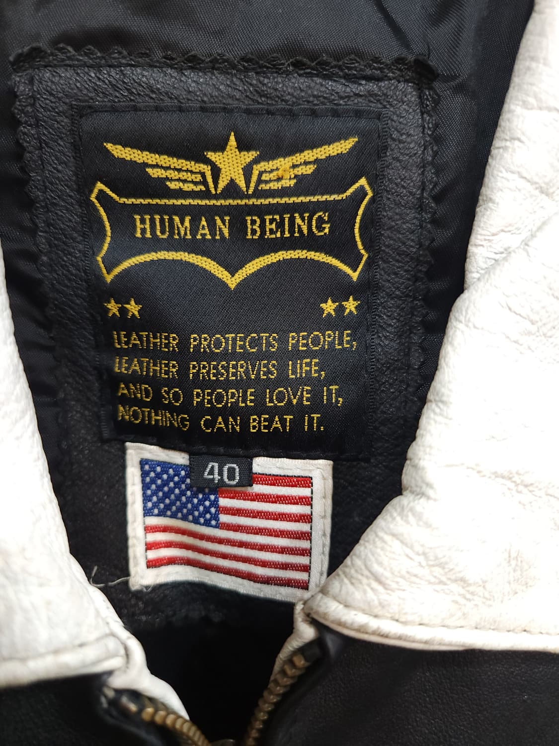 휴먼비잉 usa 플래그 가죽 자켓

 상품이미지3