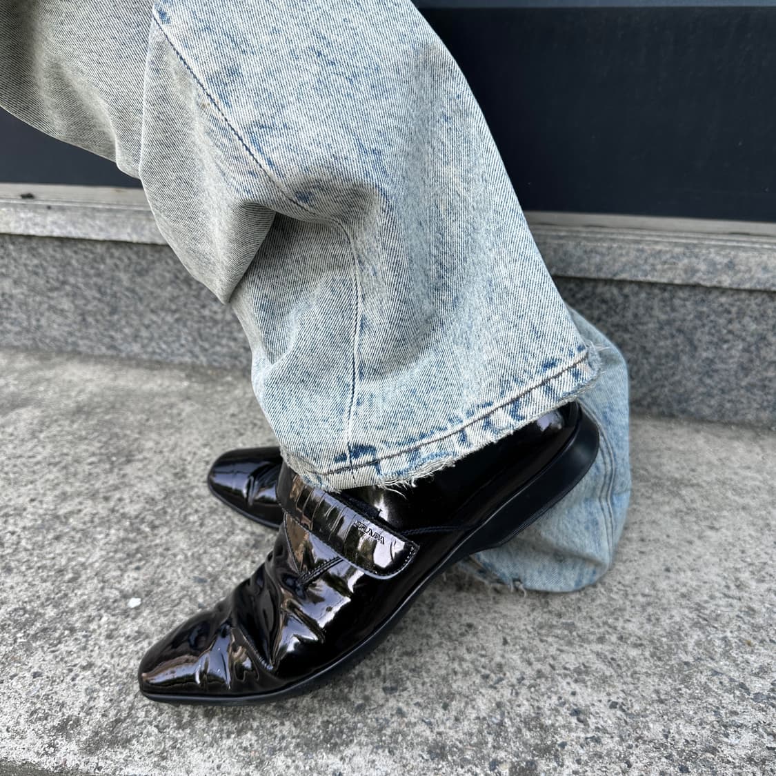 00s 프라다 스포츠 벨크로 페이턴트 가죽 스퀘어 토 로퍼 상품이미지10