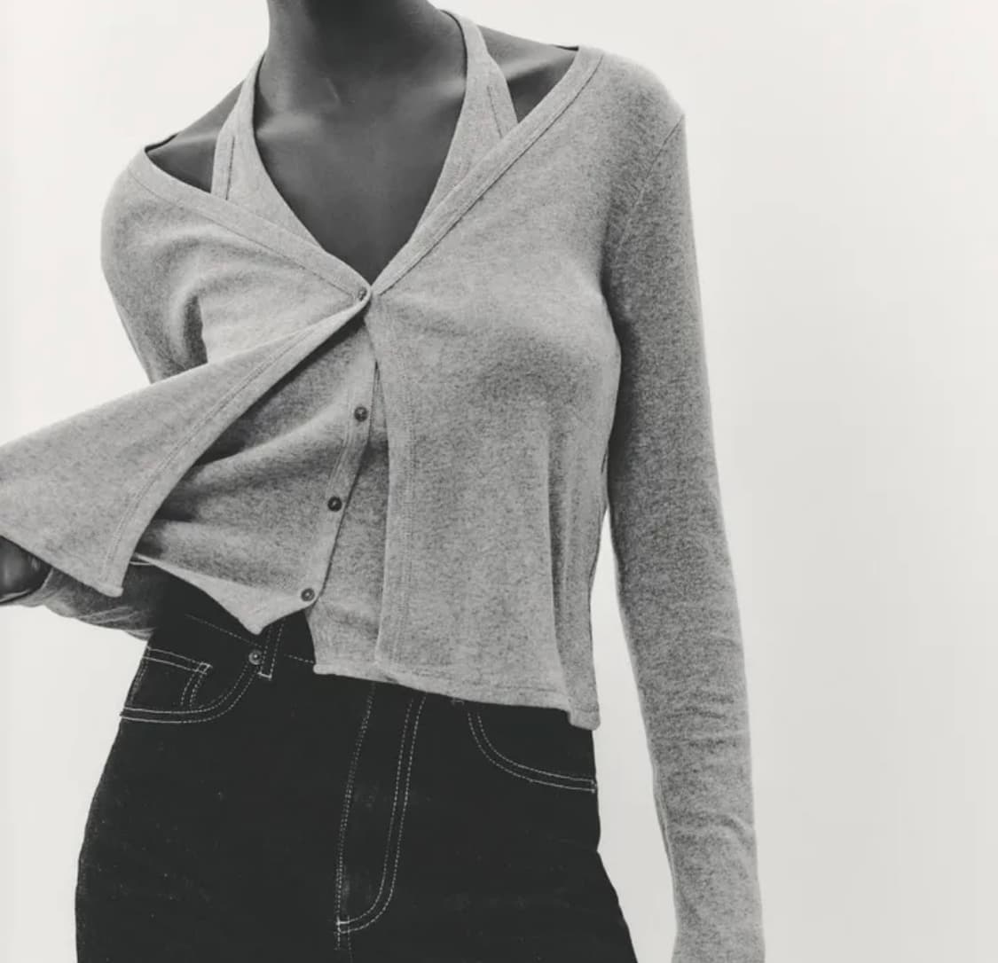 새상품 자라 홀터넥 가디건 5644/323 GREY MARL 상품이미지3