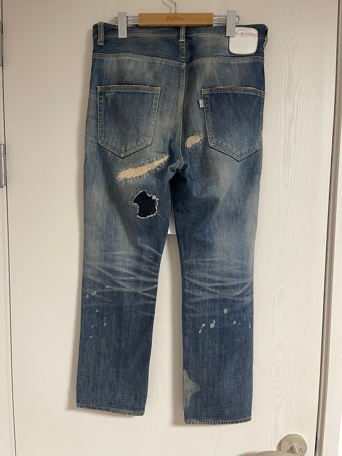 초기 올드 커버낫 패치워크 리페어드 테어퍼드 핏 데님 청바지 L 상품이미지6