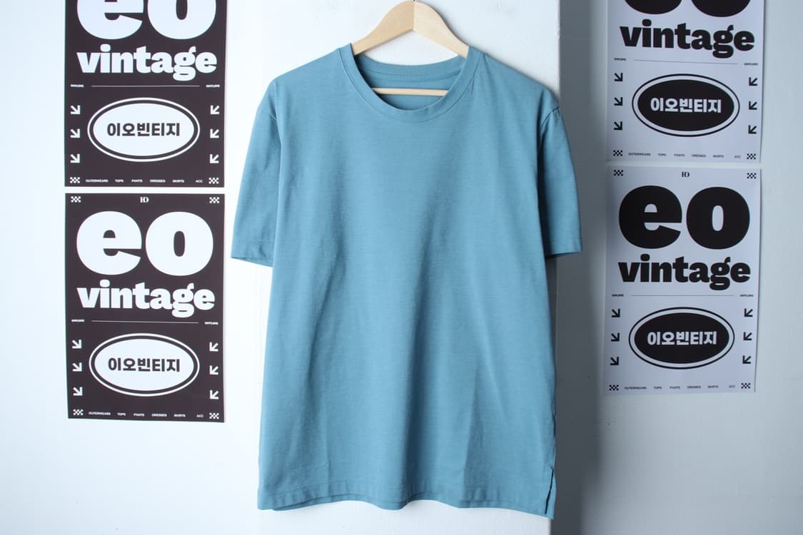(L-XL) 안다르 반팔 티셔츠 기능성 무지 연블루-H32274 상품이미지2