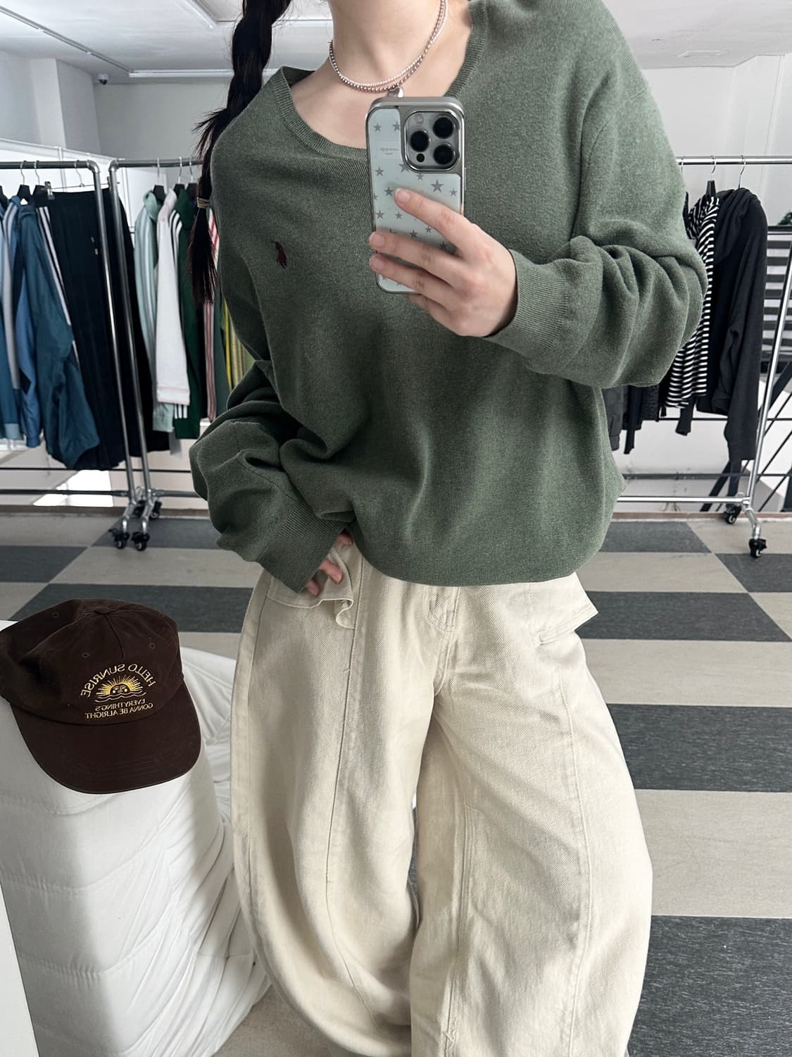 폴로 랄프로렌 피스타치오 V넥 피마코튼 니트 상품이미지7