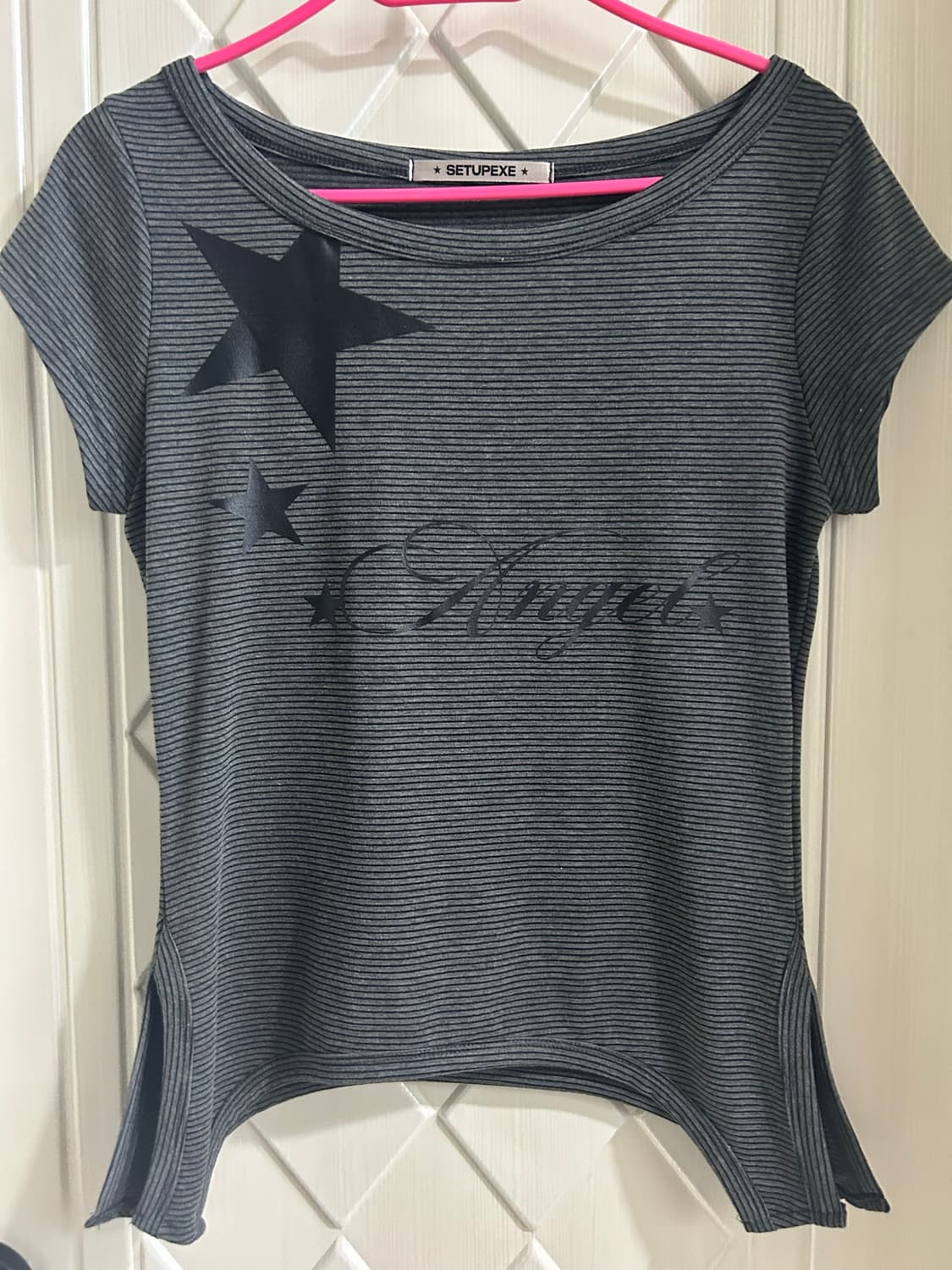 셋업이엑스이 STRIPE ANGEL TOP / CHARCOAL 상품이미지3